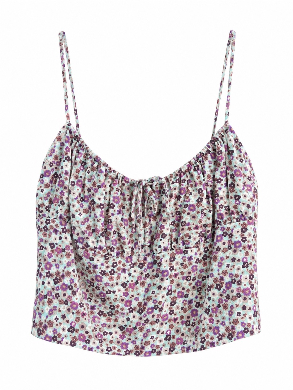 Sunday Best by Aritzia Floral Ruched Tie Front Cami Tank Top Size Small